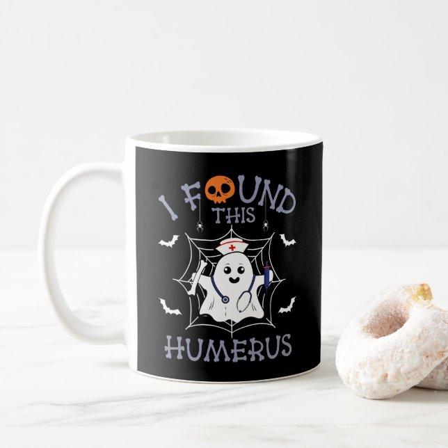 I Found This Humerus Funny Ghost Nursing Halloween Coffee Mug (With Donut)