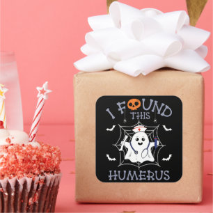 I Found This Humerus Funny Ghost Nursing Halloween Square Sticker