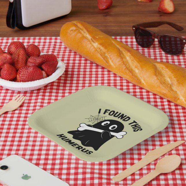 I Found This Humerus Halloween Ghost Paper Plate (Picnic)