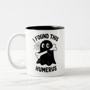 I Found This Humerus Halloween Ghost Two-Tone Coffee Mug