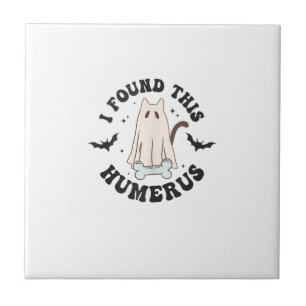 I Found This Humerus Humourous Funny Halloween Cat Ceramic Tile
