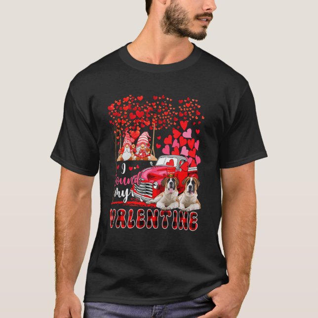 I Found Valentine Two Cute St. Bernards Couple Gno T-Shirt (Front)
