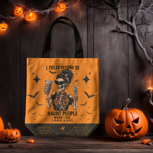 I Fully Intend to Haunt People Funny Skeleton Girl Tote Bag