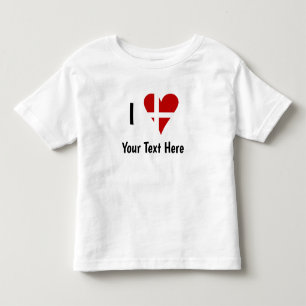 I (Funky Heart Shaped Danish Flag) Your Text Toddler T-Shirt