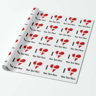 I (Funky Heart Shaped Danish Flag) Your Text Wrapping Paper