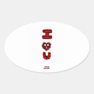 I Fuzzy U Oval Sticker