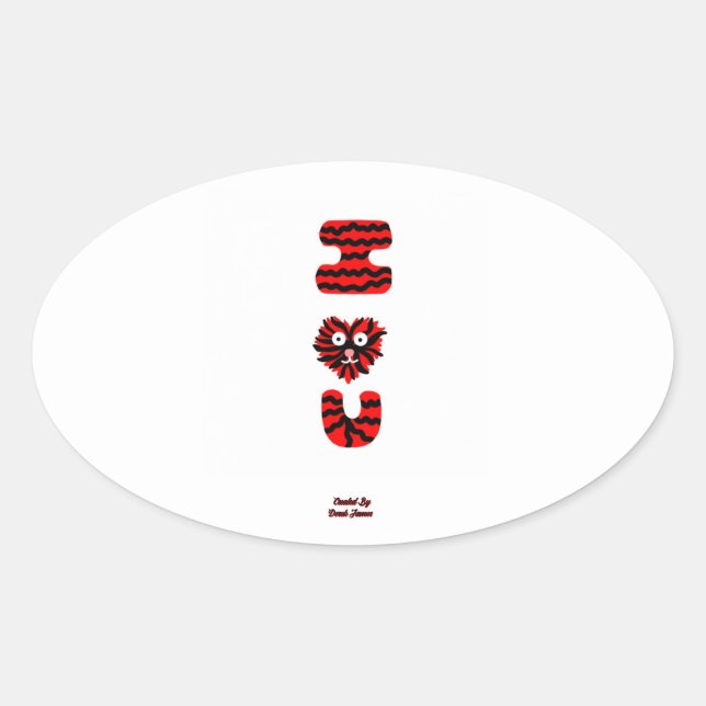 I Fuzzy U Oval Sticker (Front)