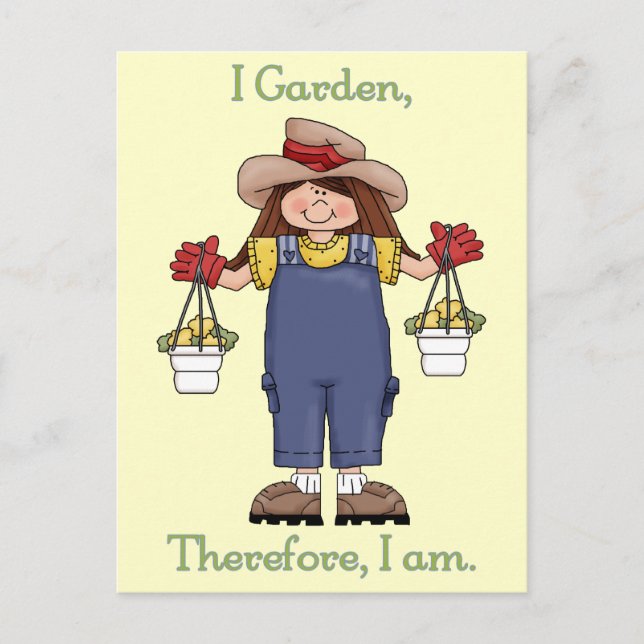 I Garden, Therefore I Am - Gardening Tees and Gift Postcard (Front)