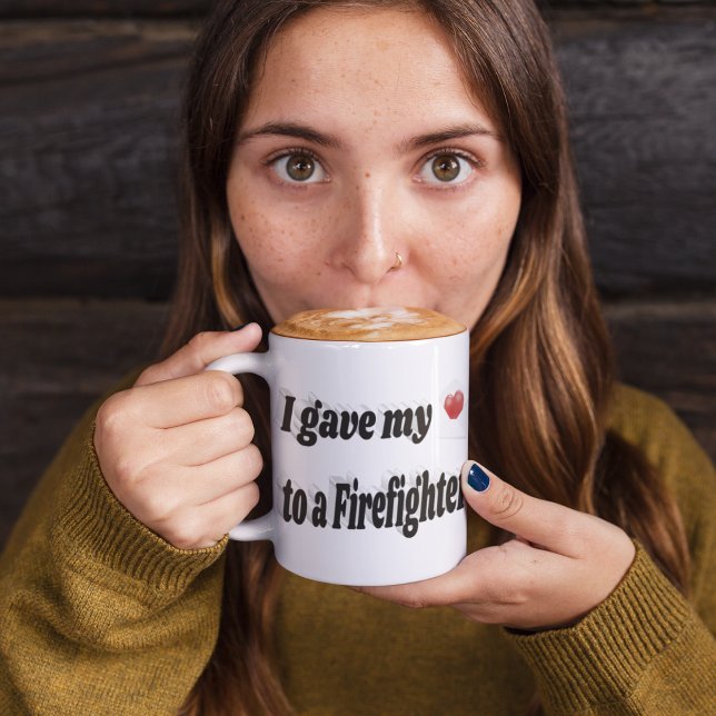 I Gave My Heart to a Firefighter black text Large Coffee Mug (Creator Uploaded)