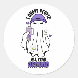 I ghost People all year around Funny Ghost Purple Classic Round Sticker