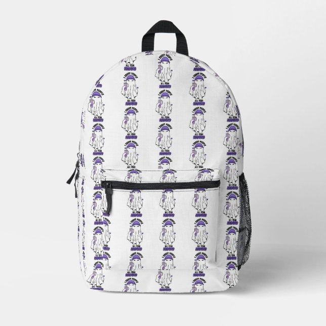 I ghost People all year around Funny Ghost Purple Printed Backpack (Front)