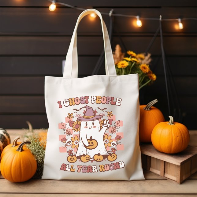 I ghost people all year round groovy Halloween Tote Bag (Creator Uploaded)