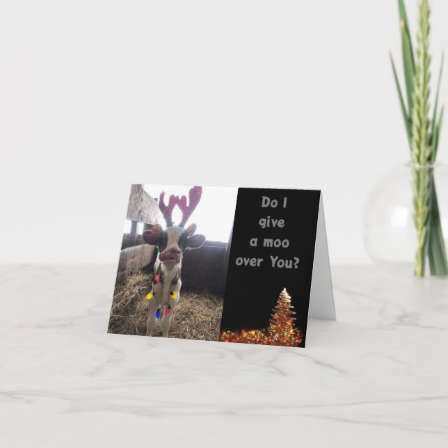 I "GIVE A MOO" OVER YOU FOR CHRISTMAS HOLIDAY CARD (Front)