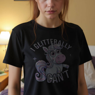 I Glitterally Can't Unicorn  T-Shirt
