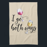 I Go Both Ways Funny Wine Red White Lover Tea Towel<br><div class="desc">This design was created through digital art. It may be personalised by clicking the customise button and changing the colour, adding a name, initials or your favourite words. Contact me at colorflowcreations@gmail.com if you with to have this design on another product. Purchase my original abstract acrylic painting for sale at...</div>