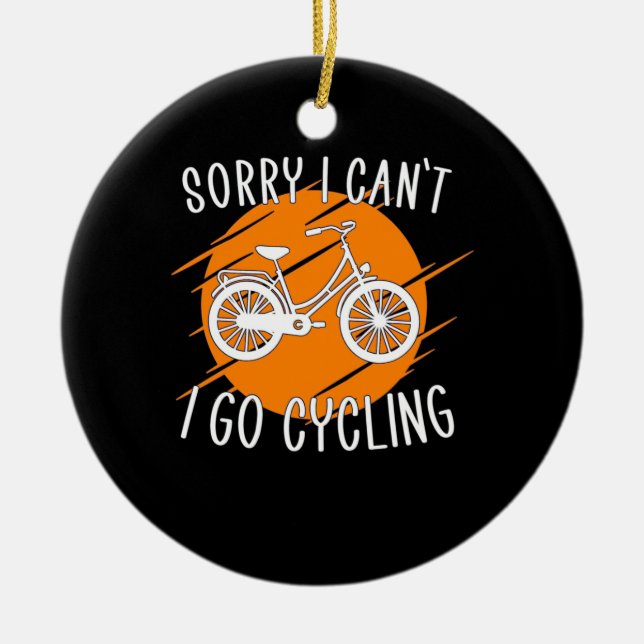 I Go Cycling Ceramic Ornament (Front)
