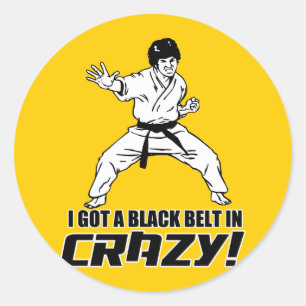 I Got A Black Belt in Crazy Classic Round Sticker