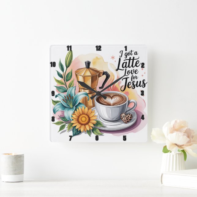 I got a Latte Love for Jesus Square Wall Clock (Home)