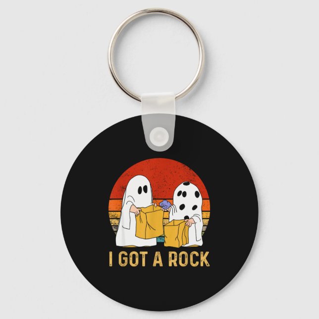 I Got A Rock Shirt Halloween Trick Or Treat Ghost  Key Ring (Front)