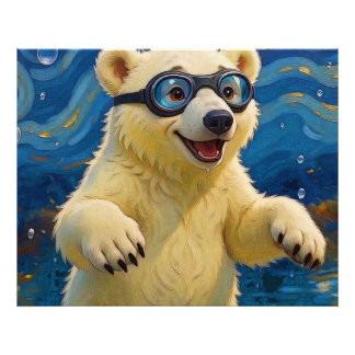 I Got Bubbles - Polar Bear Cub In Water Photo Print