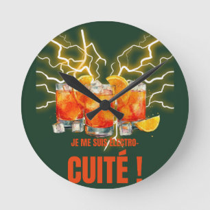 I got electrocuted" fun cocktail happy hour round clock