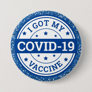 I Got My Covid-19 Vaccine Blue Glitter 7.5 Cm Round Badge