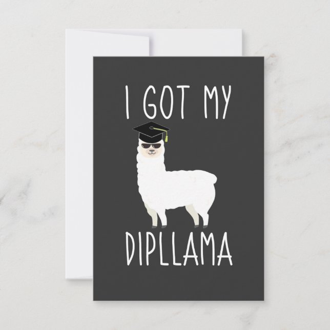 I Got My Dipllama Graduation Llama Pun Thank You Card (Front)