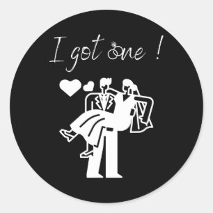 I Got One Funny Bride Men's Groom Wedding Party Ju Classic Round Sticker