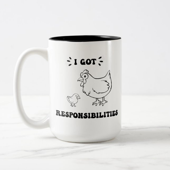 I Got Responsibilities Funny Angelica Quote Rugrat Two-Tone Coffee Mug (Left)