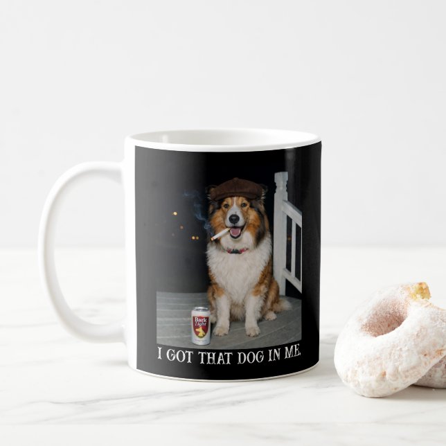 I Got That Dog In Me, Funny Collie Meme Coffee Mug (With Donut)
