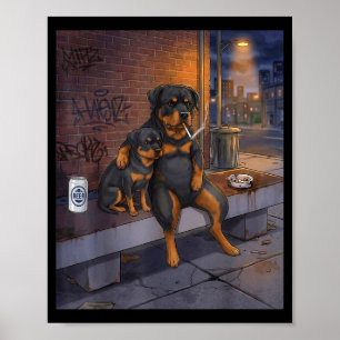 I Got That Dog In Me Funny Rottweiler Smoking Beer Poster