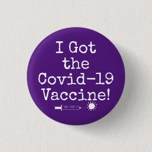 I Got the Covid-19 Vaccine Simple Dark Purple 3 Cm Round Badge