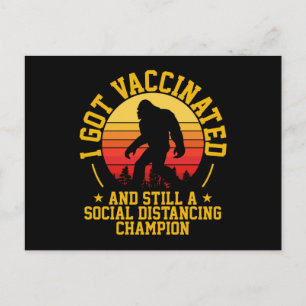 I GOT VACCINATED Bigfoot Retro Postcard