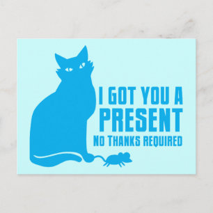 I GOT YOU A PRESENT cat NO THANKS REQUIRED Postcard