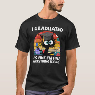 I Graduated Retro Vintage Funny Black Cat School G T-Shirt