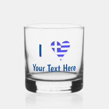 I (Greek Flag Funky Heart) Your Text