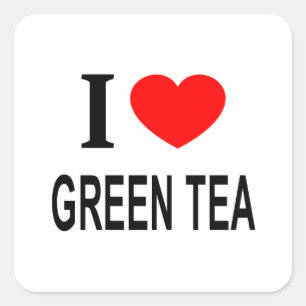 I ❤️ GREEN TEA I LOVE GREEN TEA I HEART GREEN TEA SQUARE STICKER