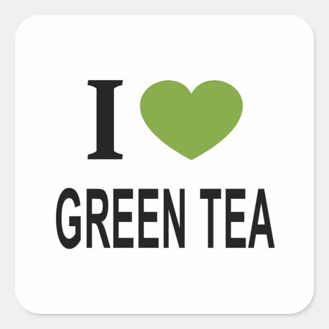 I ❤️ GREEN TEA with green heart I LOVE GREEN TEA Square Sticker (Front)