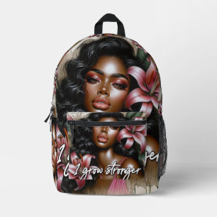 I Grow Stronger Printed Backpack