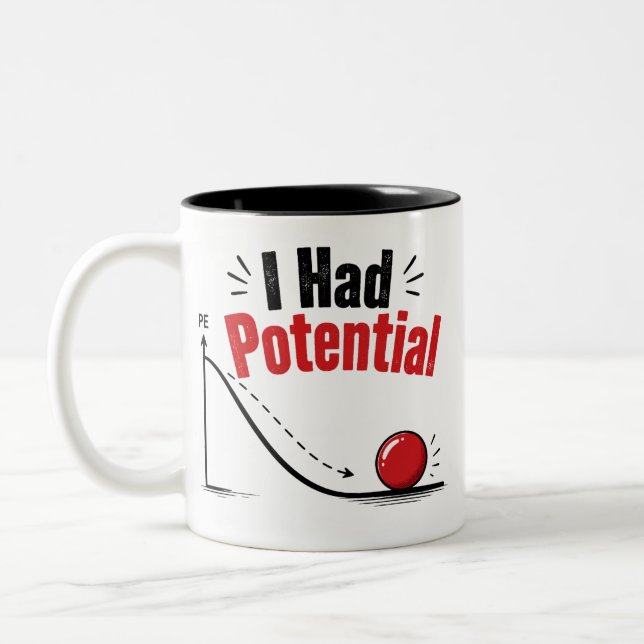 I Had Potential Physics Humour Two-Tone Coffee Mug (Left)