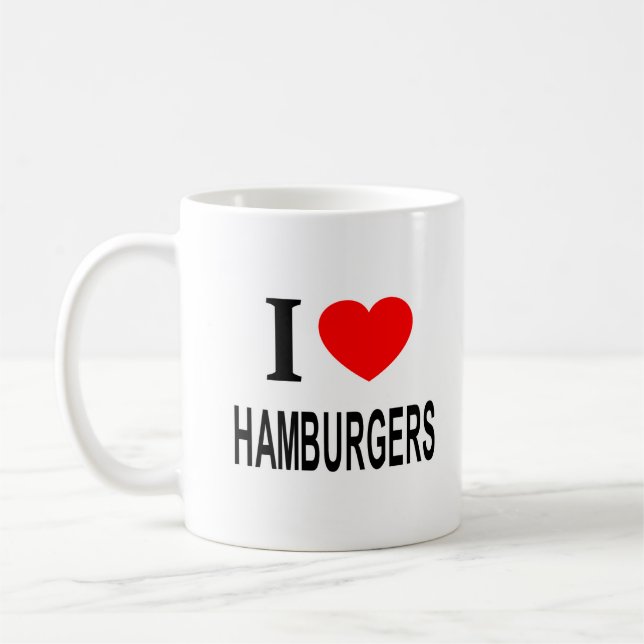 I ❤️ HAMBURGERS I LOVE HAMBURGERS I HEART HAMBURGE COFFEE MUG (Left)