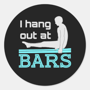 I Hang Out at Bars Mens Gymnastics Boy Gymnast Classic Round Sticker