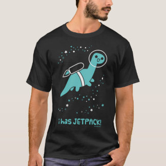 I Has Jetpack Flying Dinosaur Teal T-Shirt