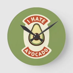 I Hate Avocado Round Clock