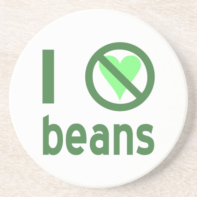 I Hate Beans Green Text Coaster (Front)