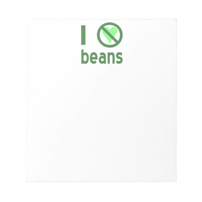 I Hate Beans Green Text Notepad (Front)