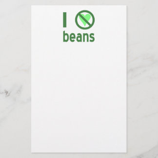 I Hate Beans Green Text Stationery