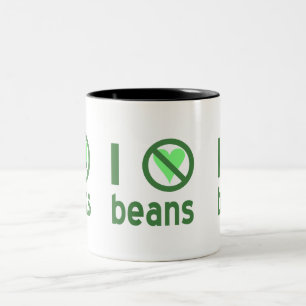 I Hate Beans Green Text Two-Tone Coffee Mug