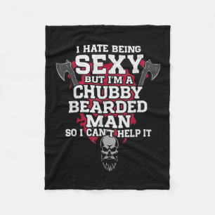 I Hate Being Y But Im A Chubby Bearded Man Skull H Fleece Blanket