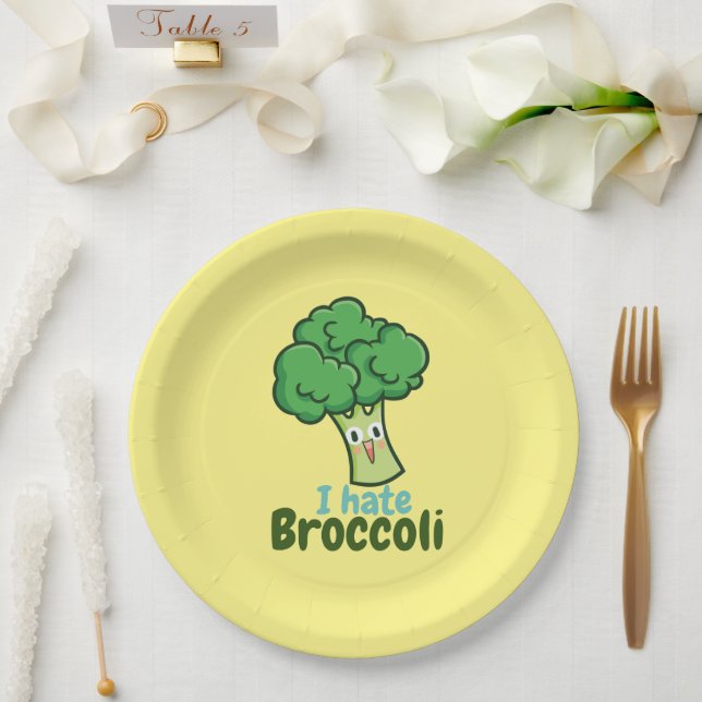 I Hate Broccoli Boy's Round Paper Plates (Wedding)